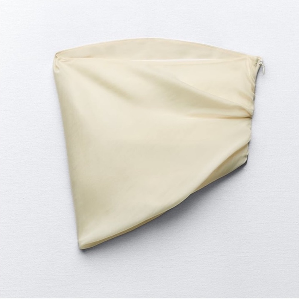 ZARA DRAPED OVERLAY TOP BEIGE - Picture 3 of 9
